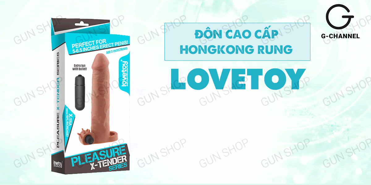 Bao cao su đôn dên rung mạnh Lovetoy Pleasure X-Tender tăng khoái Bao cao su đôn dên rung mạnh Lovetoy Pleasure X-Tender tăng khoái