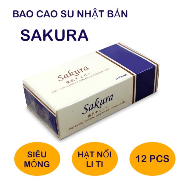 Bao cao su Sakura Nhật Bản siêu mỏng 12 chiếc chính hãng mềm mại an toàn Bao cao su Sakura Nhật Bản siêu mỏng 12 chiếc chính hãng mềm mại an toàn
