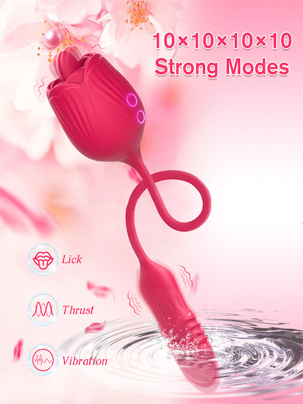 Trứng Rung Hoa Hồng Thụt Mạnh Liếm Massage Điểm G Kích Thích Trứng Rung Hoa Hồng Thụt Mạnh Liếm Massage Điểm G Kích Thích