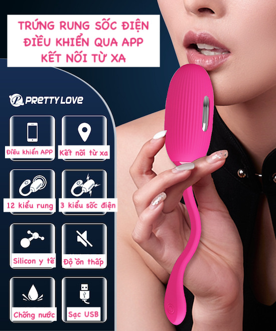 Trứng rung sốc điện Pretty Love Doreen app bluetooth cao cấp giá tốt Trứng rung sốc điện Pretty Love Doreen app bluetooth cao cấp giá tốt