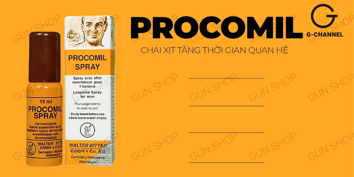 Địa chỉ bán Chai xịt Đức Procomil - Kéo dài thời gian - Chai 15ml hàng xách tay Địa chỉ bán Chai xịt Đức Procomil - Kéo dài thời gian - Chai 15ml hàng xách tay