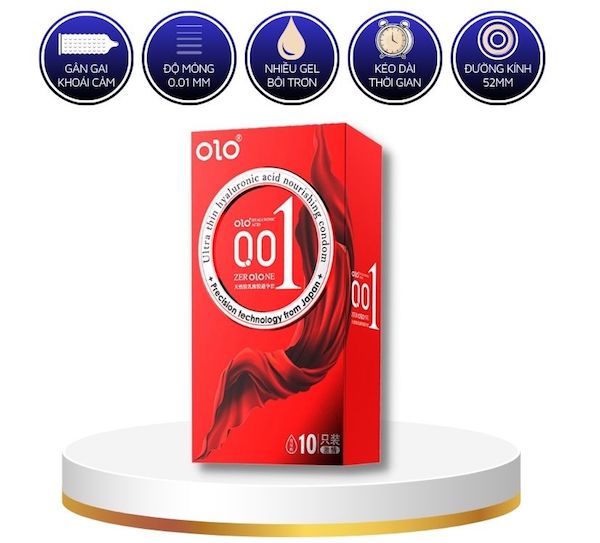  Cửa hàng bán Bao cao su Olo thin 0.01 đỏ Square Red gai nổi siêu mỏng hộp 10c hàng mới về