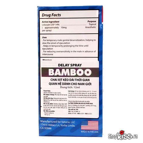  Sỉ Chai xịt chống xuất tinh sớm Bamboo Delay của Mỹ giá rẻ