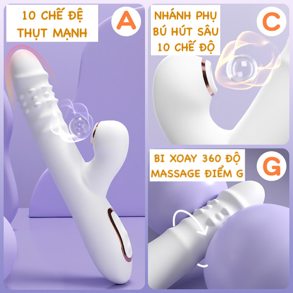  Bỏ sỉ Dương vật giả Ankni rung thụt hút màu trắng siêu mềm có bi xoay mới nhất