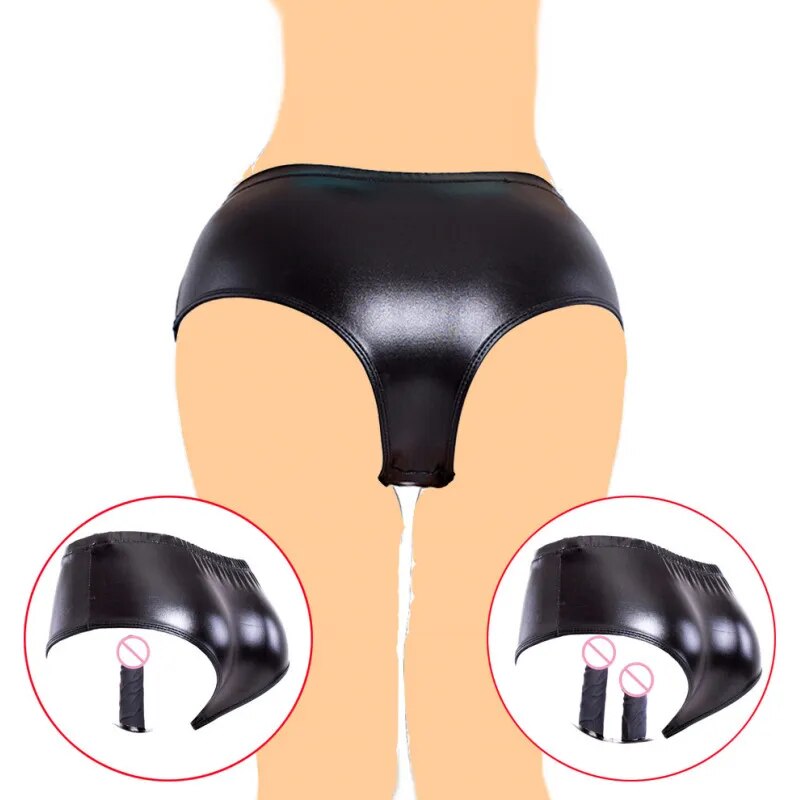  Bỏ sỉ Dương vật giả gắn quần lót da PU sextoy đồ chơi cho les giá sỉ