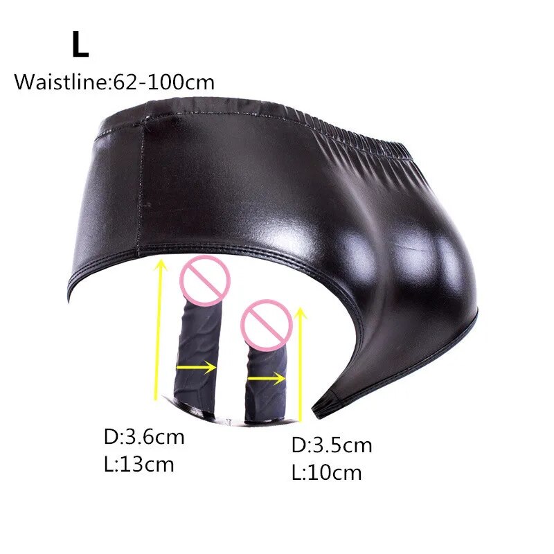  Bỏ sỉ Dương vật giả gắn quần lót da PU sextoy đồ chơi cho les giá sỉ