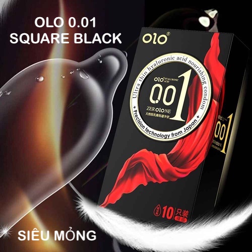  Phân phối Bao cao su Olo thin 0.01 đen Square Black siêu mỏng ôm sát hộp 10c loại tốt