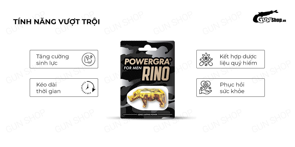  Đại lý Viên uống phục hồi sinh lý kéo dài thời gian Powergra For Men Rino - Vỉ 1 viên giá sỉ